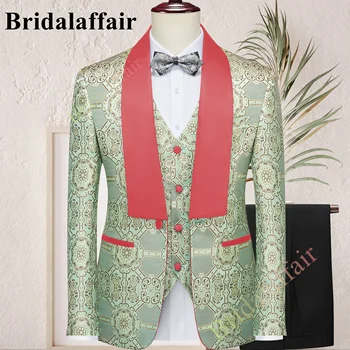 Bridalaffair Visoke kvalitete (blazer + prsluk + Hlače) Muški Jednostavan poslovni Elegantan moderan odijelo gospodina za intervju za posao, tanak 3 kom.