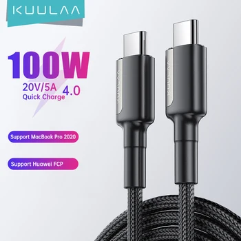 KUULAA 100 W USB C na USB Type C Kabel 5A USB C PD Brzi Punjač USB Kabel-C Type-c Kabel Za SamsungS20 MacBook i iPad Huawei Xiaomi