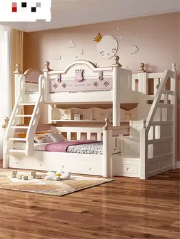 Dječji krevet od punog drveta, gornji i donji krevet, plemeniti visoke i niske krevet, krevet za majku i dijete, krevet na kat za malu obitelj