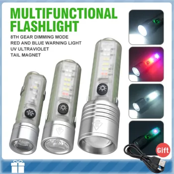Led Svjetla velike snage, 8 načina rada, USB punjiva taktička lampa, MINI višenamjenski svjetiljka za kampiranje s jakim magnetom