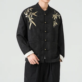 2023 Jesen Novi trendi kostim doba Tang u kineskom stilu s kutnom insignia, Slobodno svakodnevno kaput, Muška jakna sa izvezenim u kineskom stilu