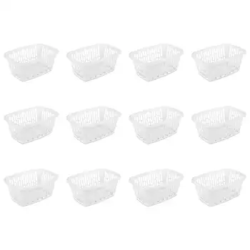 Uporište Pravokutna plastična košara za rublje volumena 1,5 бушеля, bijela, set od 12 komada