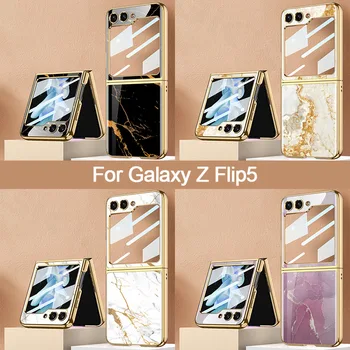 Luksuzna Torbica od kaljenog stakla s нанесенным premazom za Samsung Galaxy Z Flip 5 5G Flip5 Torbica sa zaštitnim tvrd ekrana za PC