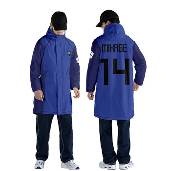 Modne jakne s kapuljačom s uzorkom plave DVORCA za COS, duge kapute unisex