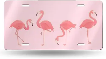 Registarske pločice od Aluminija, s ružičastim flamingo, torbica za automobilske oznake, Ukrasne registarske pločice za prednjem dijelu vozila, izdržljivo metalno auto-znak