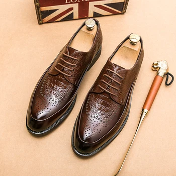 Gospodo modeliranje cipele u Britanskom stilu, Poslovna, službena obuća za Muškarce, Cipele od спилка, Modni Oxfords