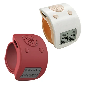 2X Mini-digitalni LCD-e-prsten na prst, Ručni counter, 6-znamenkasti Punjiva brojač, Kliker-crvena i bijela