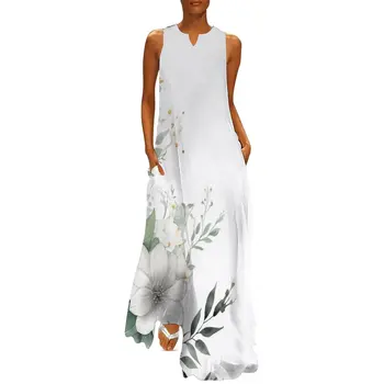Moderan Ženski Duga haljina, Ljetne Haljine s cvjetnim ispis i lišće za žene 2023, Svečana ženska сарафан