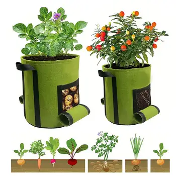 Vrećice za uzgoj krumpira, vrtna torba volumen 7/10 litara s 2 ventila za pristup, posude za prikupljanje rajčice i jagode, Prozračni kontejner za biljke