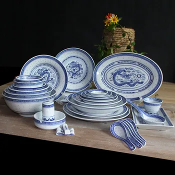 Цзиндэчжэньская bijelo-plava Porculan zdjela za Рамена, posuda za večeru, Vintage kineski подглазурная posuđe, kuhinjski pribor
