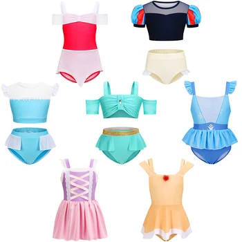 Ljetni kupaće kostime princeza Rapunzel za djevojčice, bikini Эльзы Belle, od 2 do 10 godina, dječji plažu-kupaći kostimi za kupanje, jednodijelni kupaći kostim
