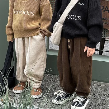 Dječji čvrste hlače 2023 godine, Jesenje novi trendi Besplatne dječje hlače u japanskom stilu u retro stilu za dječake i djevojčice