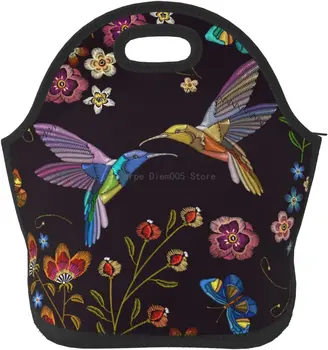 Starinski dizajn Leptira Ptice s cvijećem, Prostrana torba za ланча, Izdvojeni Ланчбокс za žene, odrasle, mlade, studente