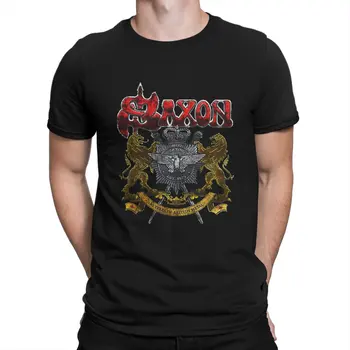 Muška majica s logom Saxon Band, glazbena t-shirt u stilu heavy metal, britanska klasična metal grupa, jedinstvena majica od čistog pamuka, majice kratkih rukava