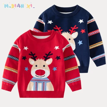 Božićni dječji džemper, Zimski pamuk pletene džemper dugih rukava za mlađe dječake i djevojčice, topla božićna odjeća za djecu s likom iz crtića