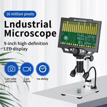 Digitalni mikroskop za lemljenje elektronike, Mobitel, 12-megapikselni 1-1600X 9-inčni LCD zaslon, Mikroskop za reprodukciju fotografija i video