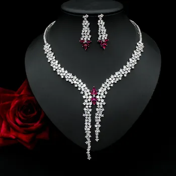 2023 Komplet nakita od kubni cirkonij, Geometrijski ogrlica sa кисточками, Elegantne luksuzne ženske setove za svadbene zurke, pribor