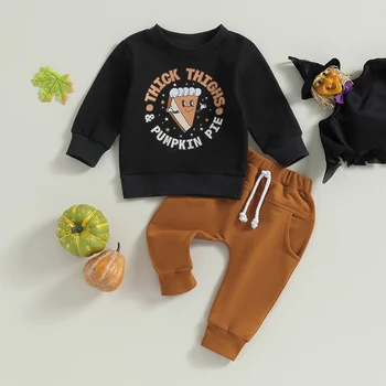 Setove hlače iz 2 predmeta za male dječake 0-3 godine na Halloween, Majica sa dugim rukavima i буквенным po cijeloj površini 