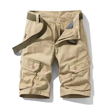 Prozračne hlače ins5 od čistog pamuka s pet ureda za muškarce, svakodnevne slobodne ravne hlače srednje dobi s više džepova