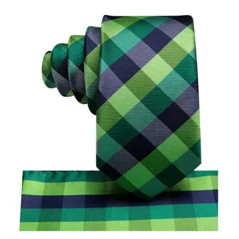 Svilene kravate za djecu u kavez, zelena, siva, luksuzni dizajn ručni dječji kravata dužine 120 cm i širine 6 cm, moderan svečana kravata Hi-Tie, izravna dostava