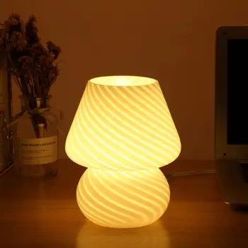 Višebojno Stakleni Gljiva s podesivim Svjetline, led lampe za прикроватной stolovi u spavaćoj sobi, Dekoracija za dom, Starinski noćni atmosferski lampa
