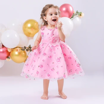 Haljina-paket za zabavu u čast 1. rođendana za djevojčice Ružičasto-bijelu haljinu princeza Za novorođenčad cvjetne čipke odjeća za krštenje u cvijetu 0-12 M