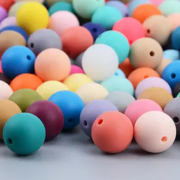Perle od silikagel Materijal Silikon Zasićenih boja Pakiranje od nekoliko komada S nježne teksture Veličine, okrugle perle od 12 mm