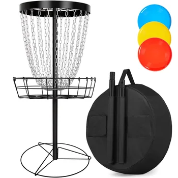 24-lančani disk vrata za golf SmileMart za vježbanje na mete s torbicom za nošenje i 3 diskovima, crnci