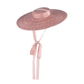 Monotono kapu, ženska ljetna slamnati šešir s ravnim krovom u пасторальном stilu, Lagan šešir ravna polja, Dugu солнцезащитная funky slamnati šešir