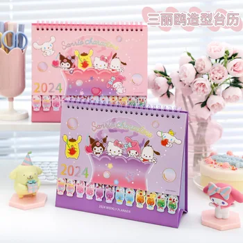 2024 Novi Kalendar Sanrio Ins Hello Kitty Cinnamoroll, društvene kreativne dekoracije, Zalijepljena notepad, trodimenzionalni plan na tjedan dana