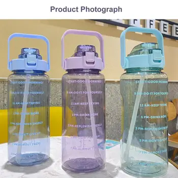 2-litre boce za piće za sportove na otvorenom, s time stamp, Boca za vodu od slame, Čaša za vodu Velikog kapaciteta za fitness