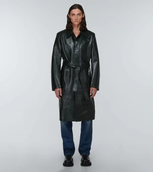 Novi muški kožni kaput srednje dužine za poslovna putovanja na posao, kaput srednje dužine za lijepe modne muške vjetrovke