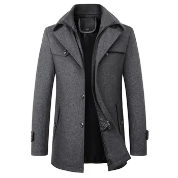 Jesensko-zimska muška moda srednjih godina, visok atmosferski vune kaput, duga утолщенное vune kaput za muškarce