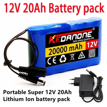 Novi Prijenosni super 12 20000 mah baterija Punjiva litij-ionska baterija od DC 12,6 U 20Ah CCTV Cam Monitor + punjač