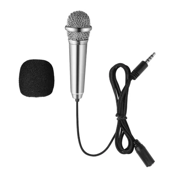 Mini-karaoke-mikrofon Healifty, Prijenosni vokalni/instrumentalni mikrofon za snimanje glasa razgovor i pjevanje (srebrna)