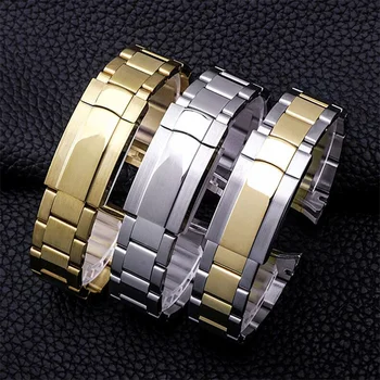 Odličan remen za sat od nehrđajućeg čelika 316L 20 mm 21 mm, boja Srebrna, zlatna, čvrsta vijčane veze, narukvica, pogodan za sati s vječnom datum RX Oyster