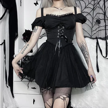 Moderan ženski haljina Rosetic u gotičkom stilu, tanki pulover u gotičkom stilu, однотонный kravata, seksi donje haljine u stilu patchwork na ljeto
