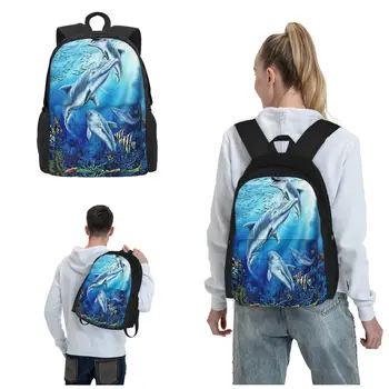 Morska životinja Delfin, 2 ruksak, Gospodo naprtnjače, torbe za žene, Dječji ruksak, Muške Vodootporne ruksak