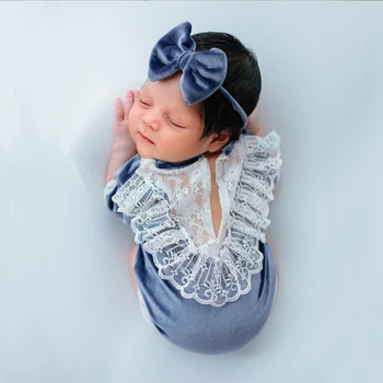 Kostim za snimanje fotografija novorođenčeta, čipke kombinezon, odjeća za fotografije bebe sa kratkim rukavima