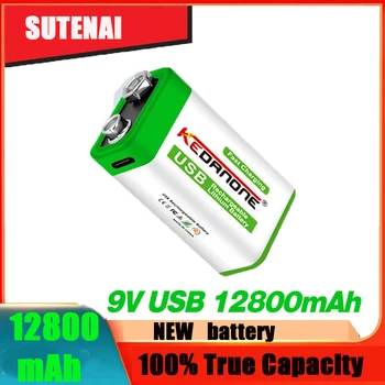2023 9 U 12800 mah li-ion baterija, Micro USB Baterija od 9 v litij za Dmm Mikrofon Igračka Daljinski Upravljač KTV primjena