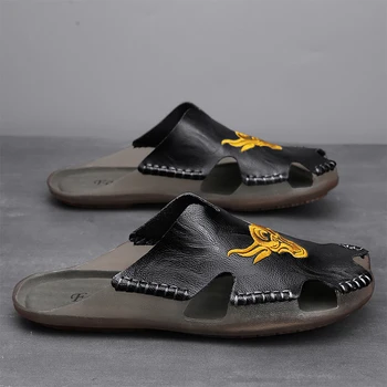 CYYTL/Muške papuče, casual moda lagana ljetna vanjski đonovi muške cipele, Kožne pješačke plaže sandale na ravne cipele, velike dimenzije
