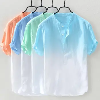 Gospodo slobodne svakodnevne kratke majice s laneno rukava, Ljetne boje pamuk gumbe, Nova košulja s nagibom do 2022, Prozračni
