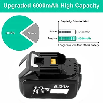 Najnoviji baterija baterija baterija baterija Baterija za makita 18V 6Ah Li-Ion Battery 6000mAh Odgovara BL1840 BL1850 BL1860B LXT400 Batterij