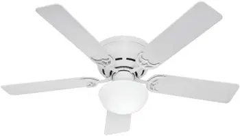 Fan Company, 53075, 52-inčni low profile Bijela Stropni ventilatori Niskog profila s led pozadinskim osvjetljenjem i тянущей kruga