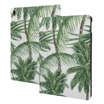 Torbica s tropskim lišćem i palme za iPad 2022 10,5-10,2 Inča sa držačem za olovke, Umjetna koža, Tanka, šok-dokaz, Automatski način rada, spavanja/buđenja