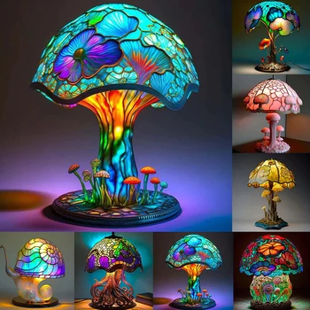 Creative lampe s gljivama iz slikane smole, serija biljaka, Puž, hobotnica, živopisan noćni lampe, cvijet, Klasicni noćna svjetla, Kućni dekor