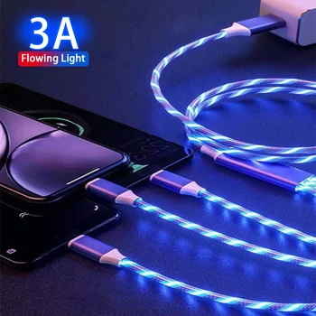 3в1 led rasvjeta, USB kabel, Micro USB Type C 8Pin, kabel za iPhone 11 X Huawei Samsung s više USB portova, telefonski kabel USB C