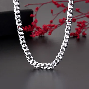 Vruće ogrlica-lanac od 925 sterling srebra promjera 7 mm za žene i muškarce, luksuzne modne večernje Vjenčanje pribor, nakit, blagdanski darovi