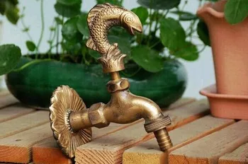 Dekorativni vanjski ventil u obliku ruralnog životinja vrt startni s antičkim natpisima brončanim ribu slavinom za pranje vrt
