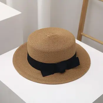 Retro-šešir za žene, panama, slamnati šešir, ljetna солнцезащитная šešir sa zaštitom od uv zračenja, фетровая šešir sa širokim poljima, ženska plaža šešir s ravnim krovom